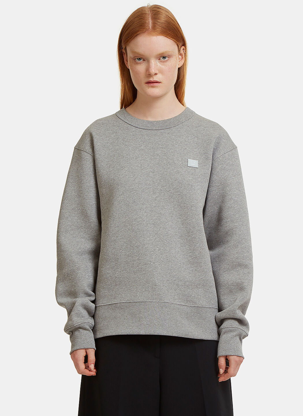 Acne Studios Fairview Oversized Face Embroidered Sweater in Grey