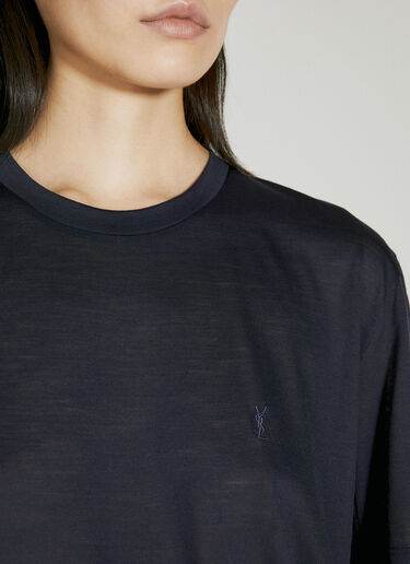 Saint Laurent Cassandre T-Shirt Blue sla0254016