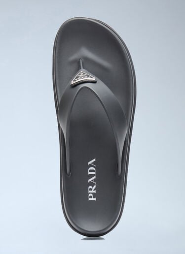 Prada Logo Plaque Slides Black pra0256026