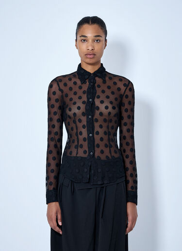 Dries Van Noten Polka-Dot Cotton-Blend Tulle Shirt Black dvn0264022