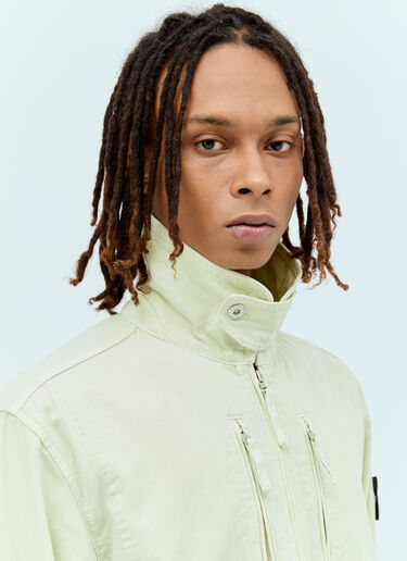 Stone Island Zip-Up Canvas Jacket Green sto0156020