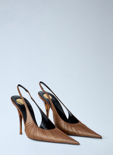 LN-CC® - Saint Laurent: Slingback Stiletto Heels - Brown Saint Laurent Slingback Stiletto Heels Brown sla0264023