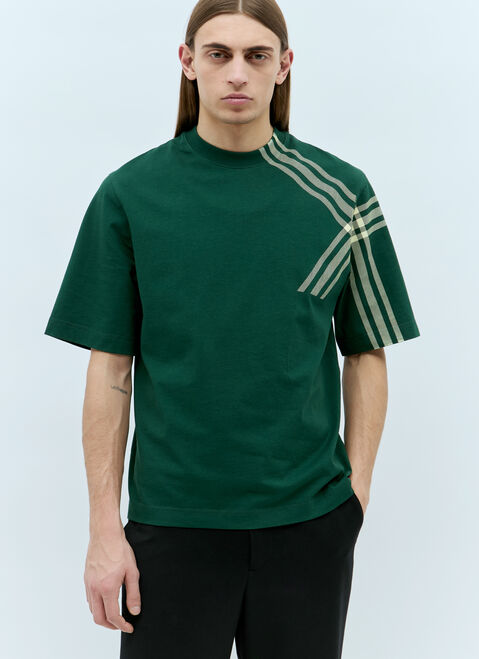 Burberry Check Sleeve Cotton T-Shirt Green bur0155030