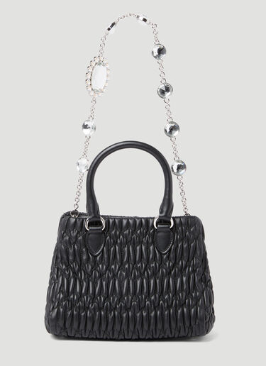 Miu Miu Miu Crystal Leather Handbag Black miu0254069