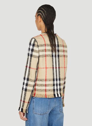 Burberry Check Bouclé Collarless Jacket Beige bur0253025