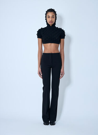 Sportmax フード付きオープンニットクロップトップ  ブラック spx0260009