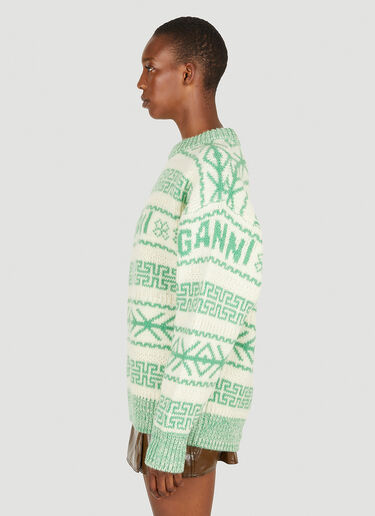 GANNI Graphic Logo Sweater Green gan0251015