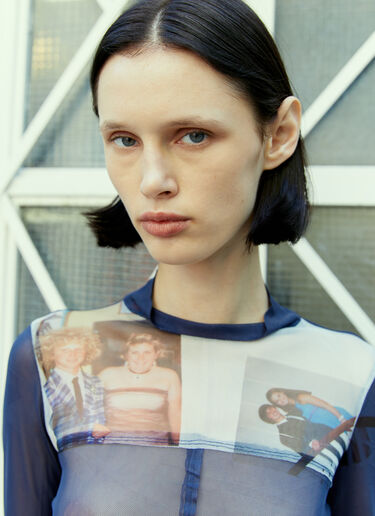 Eckhaus Latta Prom Baby Mesh Top Blue eck0253001