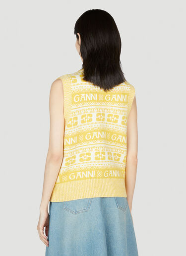GANNI Logo Sweater Vest Yellow gan0253002