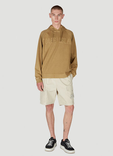 Stone Island Logo Embroidery Hooded Sweatshirt Brown sto0152062