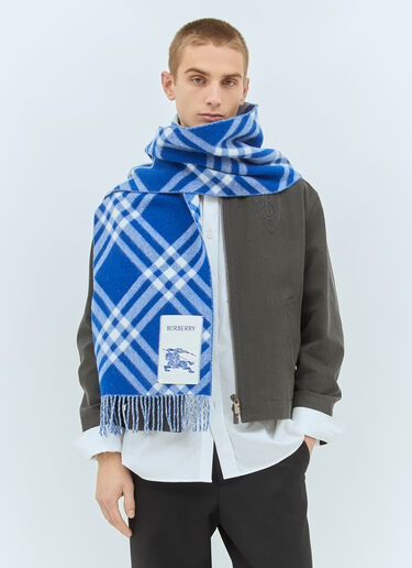 Burberry Check Cashmere Scarf Blue bur0158018