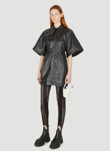 GANNI Leather Shirt Dress Black gan0247018