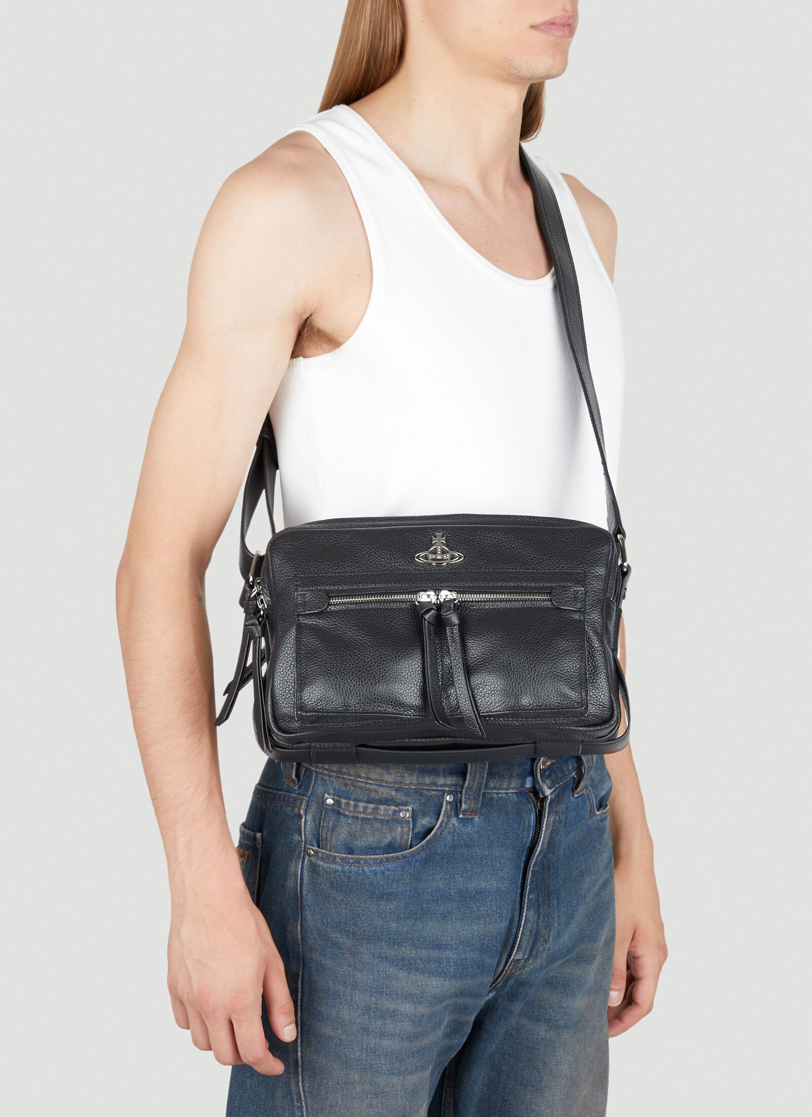 Vivienne Westwood Jerry Leather Satchel Crossbody Bag en Black pour homme LN CC
