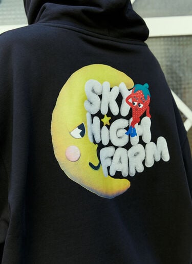 Sky High Farm Workwear グラフィックプリントフードスウェットシャツ ブラック skh0354011