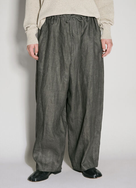 Yohji Yamamoto Drawstring Linen Pants Black yoy0156012