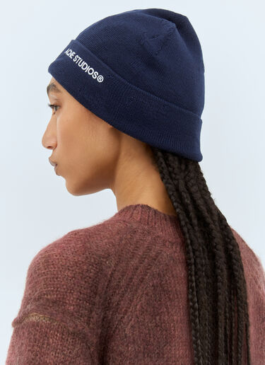 Acne Studios Logo Embroidery Beanie Hat Blue acn0257025
