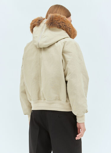 Burberry Faux-Fur Trim Bomber Jacket Cream bur0157013