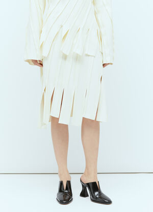Bottega Veneta Fringe Hem Panel Skirt Cream bov0256037
