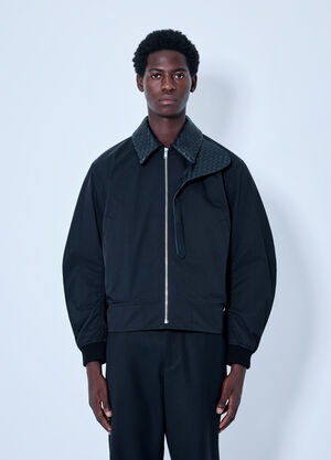 Bottega Veneta Intrecciato Leather-Trimmed Twill Blouson Jacket Black bov0165007