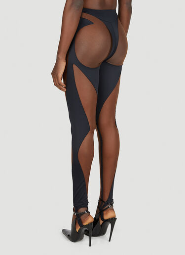 Mugler Sheer Cut Out Leggings Black mug0251005