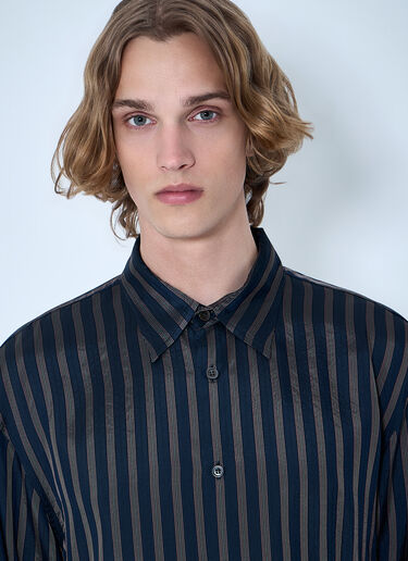 Dries Van Noten Striped Button-Down Shirt Navy dvn0163038