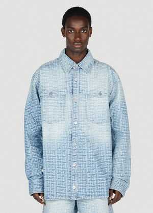 Balmain Monogram Denim Shirt Light Blue bln0152005