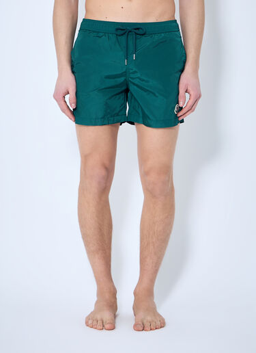 Moncler Logo Patch Swim Shorts Green mon0159043