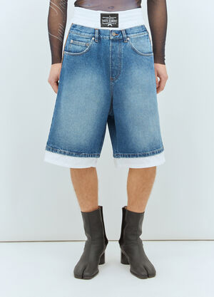 Prada Denim Panels Cotton Shorts Red pra0258011