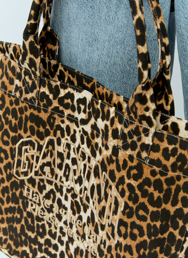 Leopard Oversized Canvas Tote Bag GANNI Leopard Oversized Canvas Tote Bag Brown gan0256010
