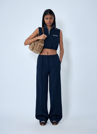 Miu Miu Elasticated Wide-Leg Pants Navy miu0263057