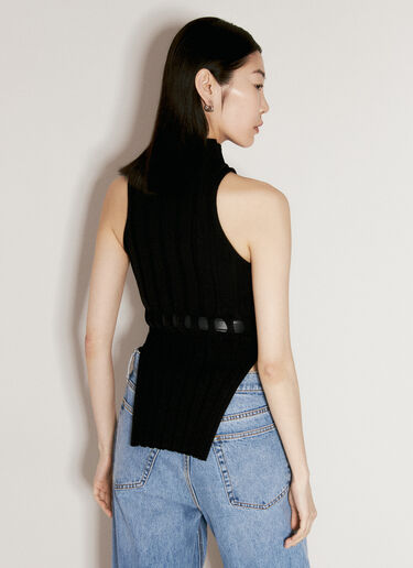 Alexander Wang Ribbed Tank Top With Leather Belt Black awg0256007