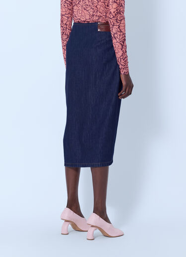 LN-CC® - Dries Van Noten: Sinas Ruffle Denim Midi Skirt - Navy Dries Van Noten Sinas Ruffle Denim Midi Skirt Navy dvn0265009