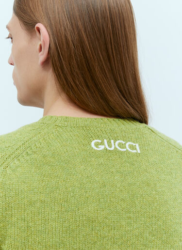 Gucci Logo Embroidery Wool Sweater Green guc0155064