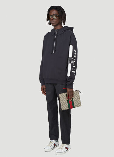 Gucci Zipped Half-Placket Hooded Sweatshirt Black guc0141113