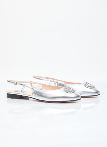 Gucci Crystal Logo Ballerina Flats Silver guc0255187