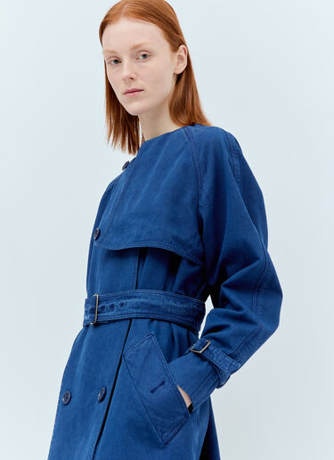 Max Mara Canvas Double-Breasted Trench Coat Blue max0256050