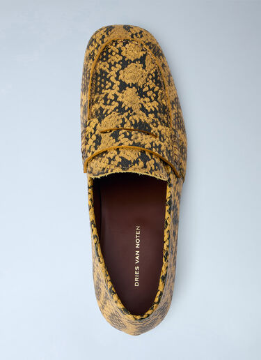 LN-CC® - Dries Van Noten: Python-Print Leather Loafers - Yellow Dries Van Noten Python-Print Leather Loafers Yellow dvn0265029
