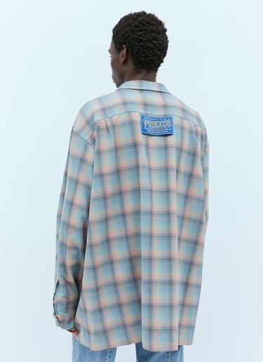 Maison Margiela Oversized Wool Check Shirt Blue mla0153009