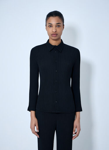 Issey Miyake Textured Button-Down Shirt Black ism0264008