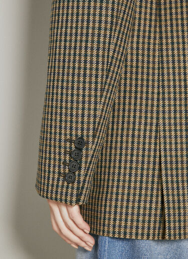 Saint Laurent Oversized Vichy Wool Blazer Brown sla0254017