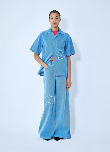 Marni Denim Shirt With Flower Motif Blue mni0259001