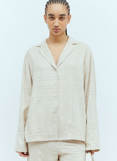 TOTEME Monogram Flannel Pyjama Top Beige tot0255035