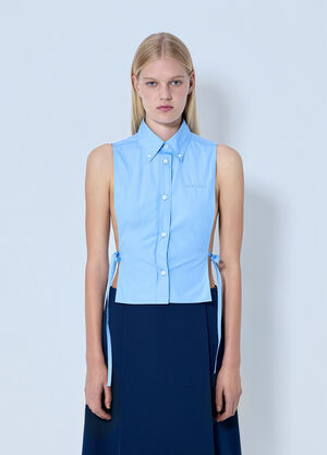 Miu Miu Poplin Sleeveless Shirt Blue miu0264101
