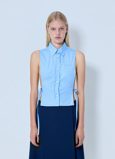Miu Miu Poplin Sleeveless Shirt Blue miu0264101