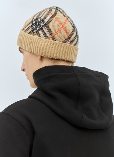 Burberry Check Cashmere Beanie Hat Beige bur0158021