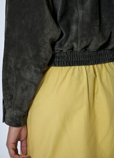 LN-CC® - Saint Laurent: High Collar Suede Jacket - Dark Grey Saint Laurent High Collar Suede Jacket Dark Grey sla0263003