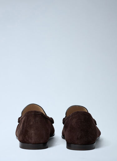 Chloé Suede Logo Motif Loafers Brown chl0262029