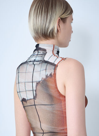 Jean Paul Gaultier 파이어 메시 탱크 탑 오렌지 jpg0261007