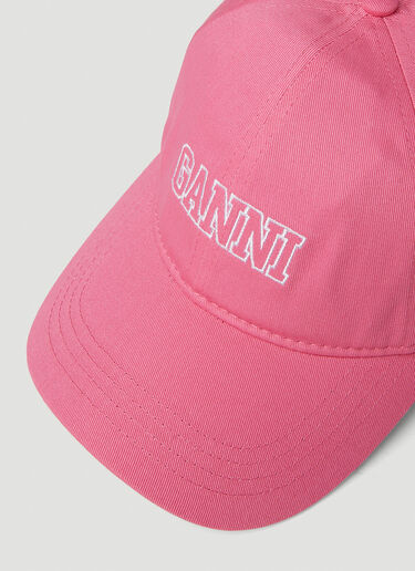 Logo Embroidery Baseball Cap GANNI Logo Embroidery Baseball Cap Pink gan0251003