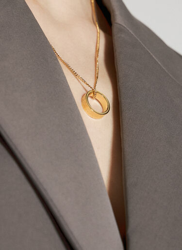 MM6 Maison Margiela Numerical Minimal Signature Pendant Ring Necklace Gold mmm0255024